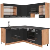 Vicco Winkelküche Fame-Line L-Form 160 x 190 cm Anthrazit