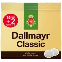 Dallmayr Classic Kaffeepads, Arabica- und Robustabohnen 16 + 2