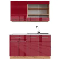 Vicco Küchenzeile Fame-Line 140 cm rot Eiche