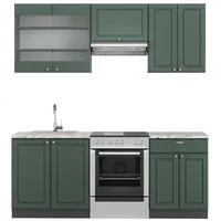 Vicco Küchenzeile Fame-Line 200 cm Grün-Gold