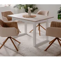 Furn.design Esstisch weiß Sandstein, Küchentisch ausziehbar 120 / 160