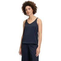 Vera Mont Satin-Bluse mit V-Ausschnitt Dunkelblau, 36