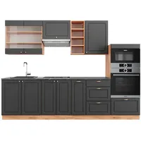 Vicco Küchenzeile Fame-Line 280 cm Anthrazit Landhaus/Goldkraft Eiche