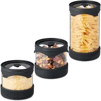 Relaxdays Vorratsgläser mit Deckel, 3er Set, Glas, Silikon, 450