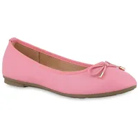 VAN HILL Damen Klassische Ballerinas Flache Kunstleder Schuhe Schleifen