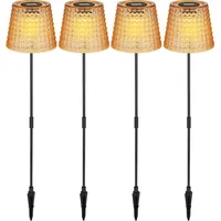 GLOBO LED Solarlampe Gartendeko Außenleuchte Kristalllampe, amber schwarz Kunststoff,