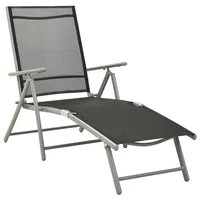 VidaXL Klappbare Sonnenliege Textilene und Aluminium Schwarz Silbern