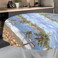 ANRO Wachstuch-Tischdecke Tischdecke abwaschbar Wachstuch Garten-Tischdecke Outdoor Indoor Rund