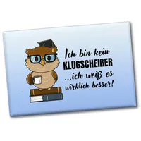 Speecheese Besserwisser-Eule Souvenir Magnet eckig mit Spruch kein Klugscheißer