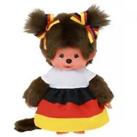 Monchhichi Mädchen im Deutschland-Kleid | 20 cm Monchhichi Puppe