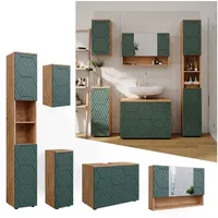 Vicco Badmöbel-Set Irma Goldkraft Eiche/Grün 5 Teile