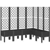 VidaXL Pflanzkübel mit Rankgitter Schwarz 160x120x142 cm PP
