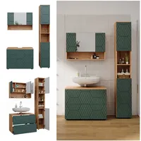 Vicco Badmöbel-Set Irma Goldkraft Eiche/Grün 3 Teile mit Spiegelschrank