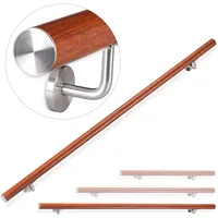 Relaxdays Handlauf Aluminium, Eiche-Optik, 200 cm, Ø 42mm, mit