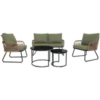 Happy Home Rattan-Gartenset 5-tlg. Grün