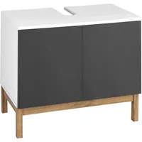 WELLTIME Waschbeckenunterschrank Stian mit 2 Türen und Siphonausschnitt, Breite