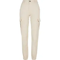 URBAN CLASSICS Ladies High Waist Cargo Pants Hose, Whitesand,