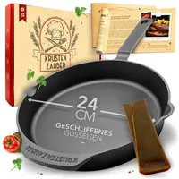 Krustenzauber Gusseisenpfanne Induktion 24cm inkl. Anleitung und Rezeptbuch -