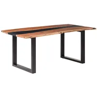 Woodkings Esstisch 140x90 Akazie Baumkante mit Epoxidharz schwarz Holztisch