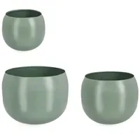 BIZZOTTO Outdoor-Vase Keyra 3er-Set aus Metall, modern, salbeigrün, für