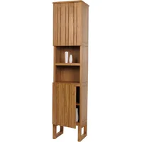 Mendler Teak-Hochschrank HWC-M72, Badschrank, 2 Türen 6 Fächer, hochwertiges