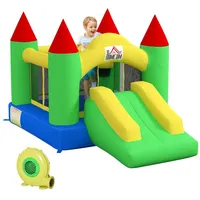 Homcom Hüpfburg mit Gebläse, Kinderhüpfburg, Spielburg mit Rutsche, Trampolin,
