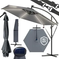 Kingsleeve LED Beleuchtung UV Schutz 80+ Solar Ampelschirm Anthrazit