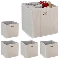 Relaxdays Aufbewahrungskorb Badkörbchen Bambus Regalkorb faltbar 5er Set quadratisch