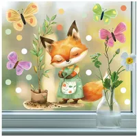 Sunnywall Fensterbild Fensterdeko Fuchs Gärtner Baum Gärtnerin Fensteraufkleber statisch