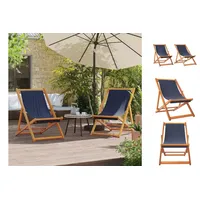 VidaXL Strandstühle 2 Stk. Klappbar Blau Stoff