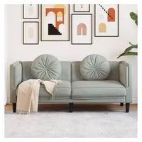 VidaXL Sofa mit Kissen 2-Sitzer Hellgrau Samt