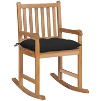 VidaXL Schaukelstuhl mit Schwarzem Kissen Massivholz Teak