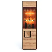 Main Möbel Vitrine Vitrine Schrank Rechtsanschlag 60x203cm Wildeiche Zarah