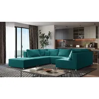 Fun Möbel Wohnlandschaft Sofa ANDRO Schlaffunktion und Hocker Stoff