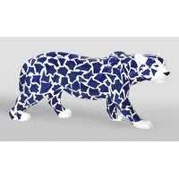 Casa Padrino XXL Deko Skulptur Panther Weiß / Blau