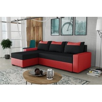 Fun Möbel Ecksofa Schlafsofa Sofa HEDVIG Manila Rot- Schwarz
