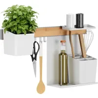 Tesa Küchen-Organizer Kombi-Set M - selbstklebende Küchenleiste mit Kräutertopf,