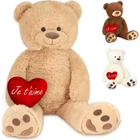 Brubaker XXL Teddybär 100 cm mit "Je T'Aime" Herz