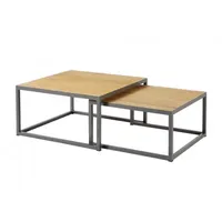 Diamond Garden 2er Set Loungetische NESTED eckig, Edelstahl Dunkelgrau