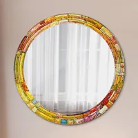 Tulup Spiegel, Mehrfarbig, Glas, Rund, 80x80x0.4 cm, Spiegel, Wandspiegel