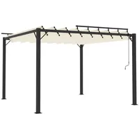 VidaXL Pavillon mit Lamellendach 3x3 m Creme Stoff und