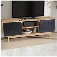 FineBuy FB100036 Lowboard 150 cm Braun/Schwarz 150x55x40 cm Holz