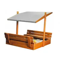 QLS Sandkasten aus Holz mit Sitzbank und Dach grau