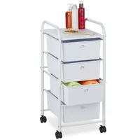 Relaxdays Badrollwagen mit 4 Schubladen Weiß