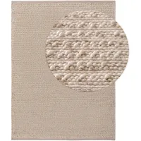 Benuta Pure Wollteppich, Beige, Textil, Beton Optik, Rechteckig, 80x150