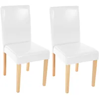 Mendler 2er-Set Esszimmerstuhl Stuhl Küchenstuhl Littau ~ Leder, weiß,