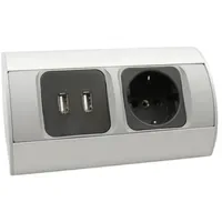 Kalb Material Für Möbel USB-Steckdose 2-fach Schwarz/Silber