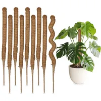Relaxdays Kokosstäbe im 10er Set, biegsame Pflanzenstäbe, für Monstera,