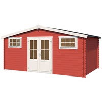 Lasita Maja Gartenhaus »Washington«, Blochbohlenhaus 28mm, Fundamentmass 4800x3760, Schwedenrot,