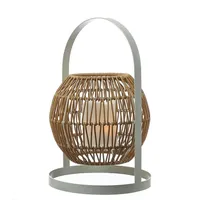 MARELIDA LED Solar Laterne mit Kerze Boho Rattan Korboptik